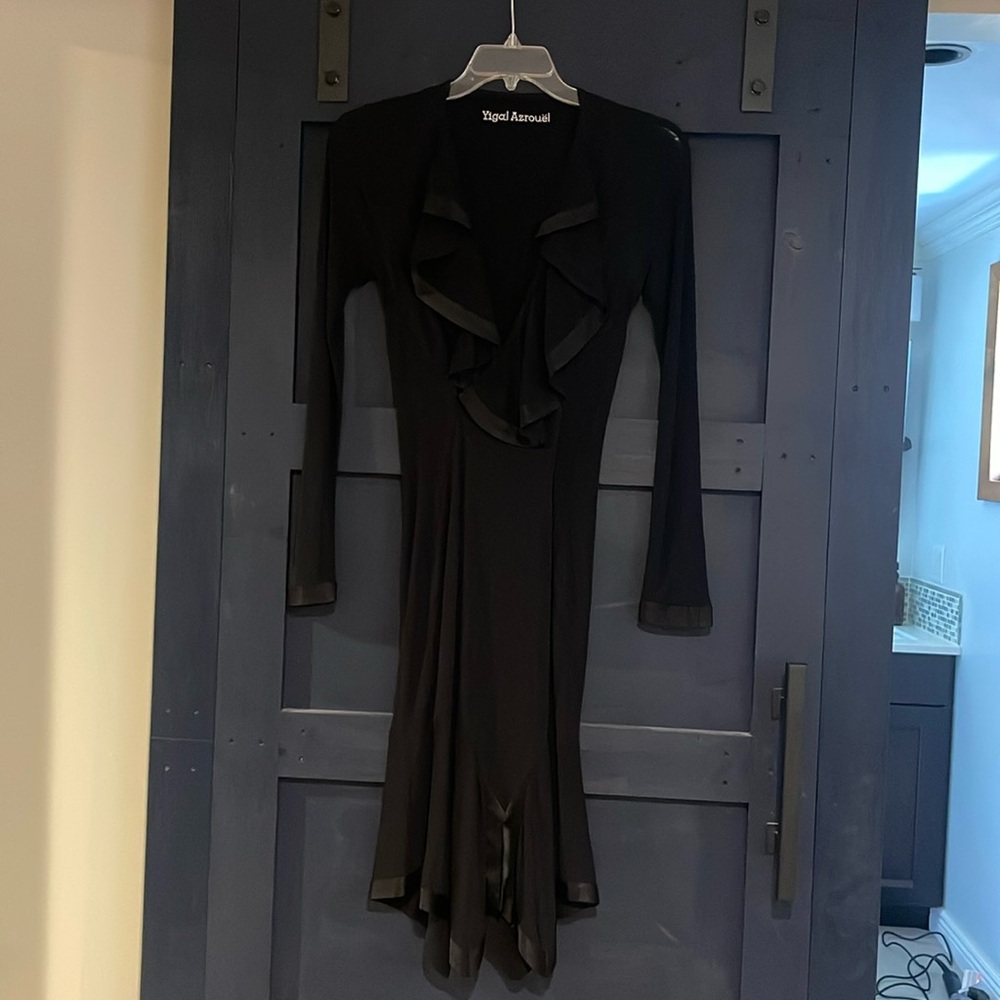 LAST CHANCE! Vintage Yigal Azrouel silk trim ruffle dress